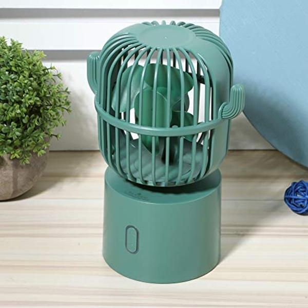 USB Desk Fan, 3 Speeds Adjustable Portable Cute Cactus Desktop Table Fan Two Ways Charging Wide-Angle Shaking Head Mini Personal Cooling Fan for Home, Office, Car, Desktop Decorati