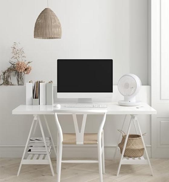 IRIS USA WOOZOO Desk Fan with Remote, 360° Oscillating Table Air Circulator, 3 Speeds, 52ft Max Air Distance, Adjustable Tilt, 13 Inches, Low Noise Motor, Small Fan for Bedroom, Of
