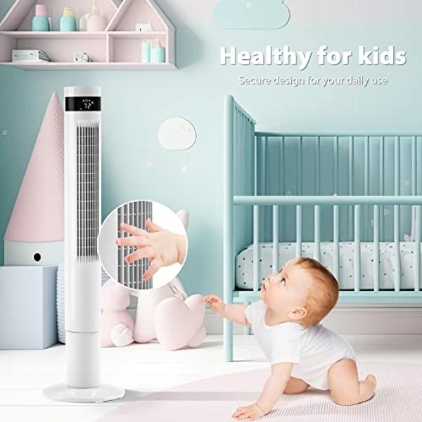 Dreo Tower Fan 42 Inch, Cruiser Pro T1 Quiet Oscillating Bladeless Fan with Remote, 6 Speeds, 4 Modes, LED Display, 12H Timer, White Floor Standing Fan Powerful for Indoor Home Bed