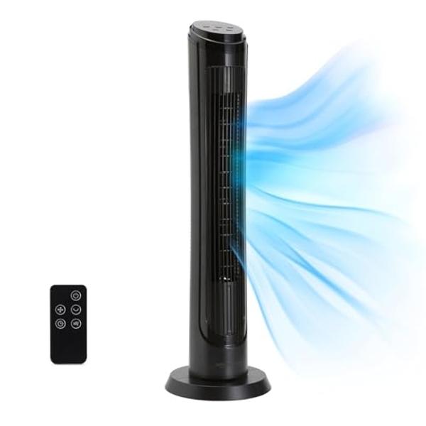 Amazon Basics 40" 70-Degree Oscillating Digital Tower Fan for Bedroom, Living Room, Office, With 4 Speeds, 3 Modes (Standard, Breeze, Nature), Timer Up to 15 Hours, Remote Control,