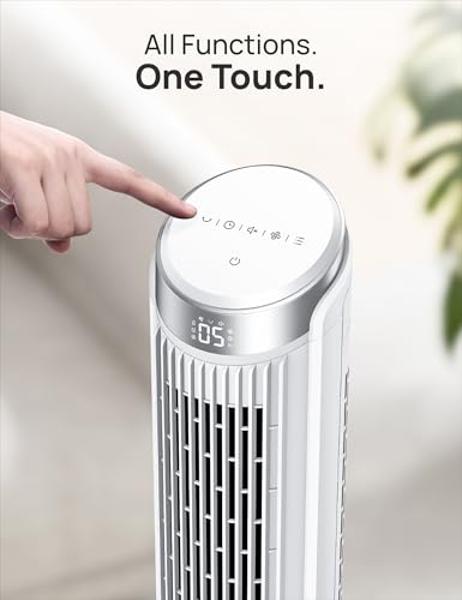 Lasko Oscillating Tower Fan with Remote, Quiet Floor Fans for Bedroom, 42", Silver T42951