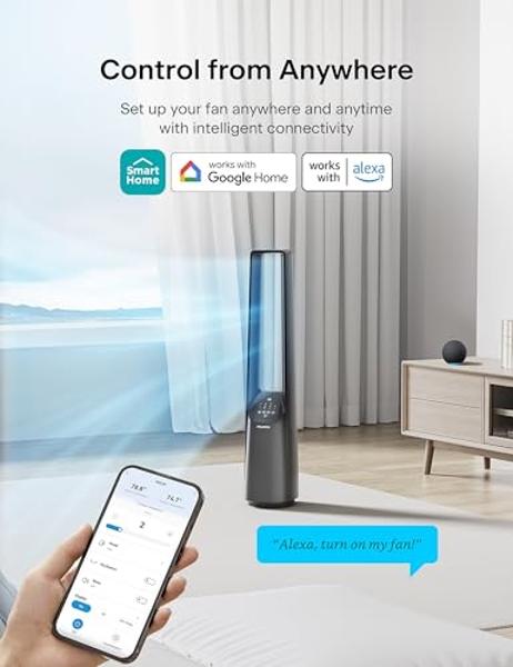 Dreo Tower Fan 42 Inch, Cruiser Pro T1 Quiet Oscillating Bladeless Fan with Remote, 6 Speeds, 4 Modes, LED Display, 12H Timer, White Floor Standing Fan Powerful for Indoor Home Bed