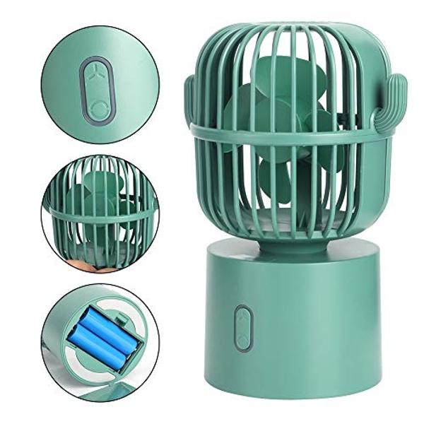 USB Desk Fan, 3 Speeds Adjustable Portable Cute Cactus Desktop Table Fan Two Ways Charging Wide-Angle Shaking Head Mini Personal Cooling Fan for Home, Office, Car, Desktop Decorati