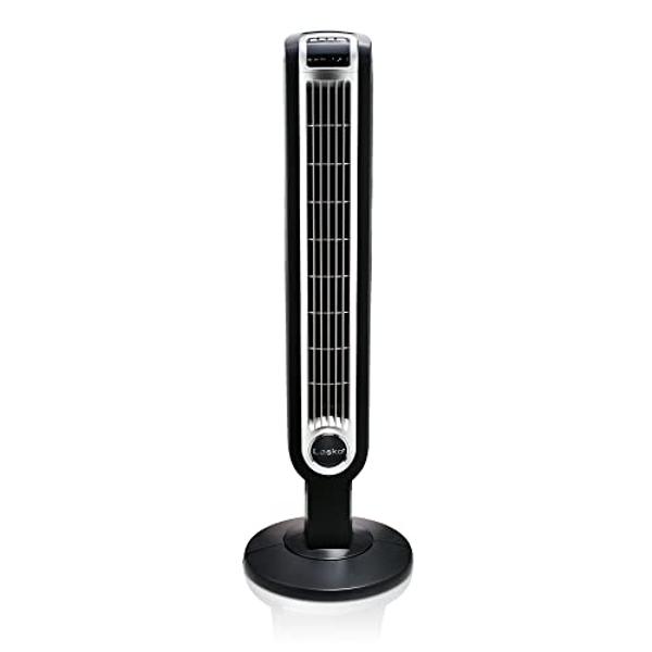 Lasko Oscillating Tower Fan with Remote Control, 3 Quiet Speeds, Timer for Bedroom, Kitchen, Office Use, Black, 36" 2511