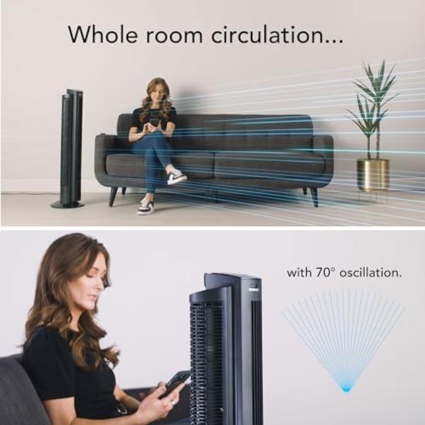 Vornado OZI42DC Tower Fan with Remote and Timer, Oscillating Standing Fan for Bedroom, Variable Speed for Precise Control, Energy Saving Design for Whole Room Cooling, Indoor Floor