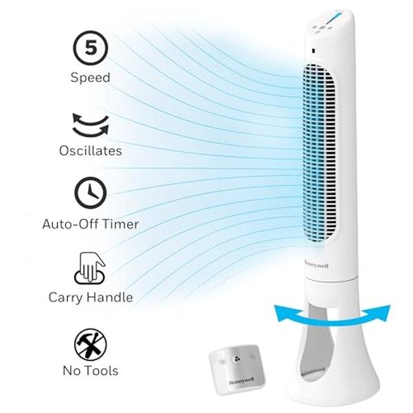 Honeywell HYF260 Quiet Set Whole Room Tower Fan, White