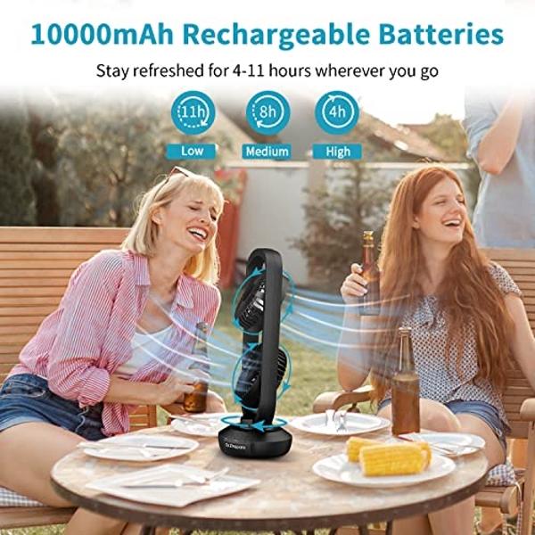 Elingmor Desk Fan, Turbo Force Tabletop Fan with Aromatherapy Diffuser, 120 Degree Pivoting Head, 4000mAh 12 hours working time, Quiet 4-speed Air Circulator Fan, for Bedroom Home 