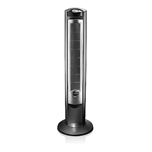 Lasko Oscillating Tower Fan with Remote, Quiet Floor Fans for Bedroom, 42", Silver T42951