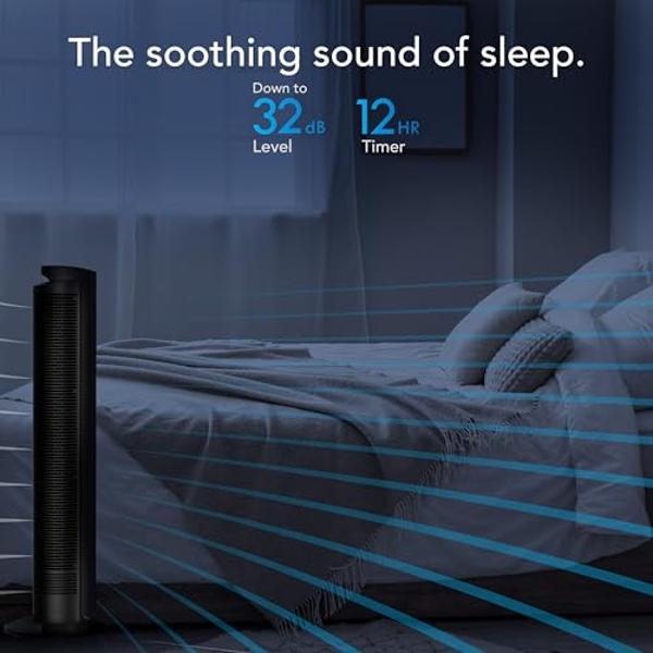 Vornado OZI42DC Tower Fan with Remote and Timer, Oscillating Standing Fan for Bedroom, Variable Speed for Precise Control, Energy Saving Design for Whole Room Cooling, Indoor Floor