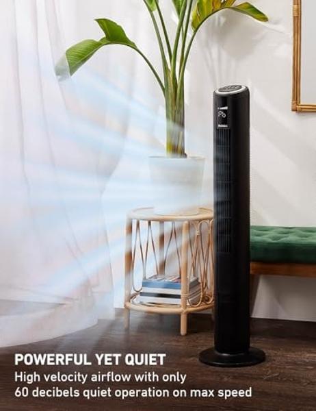 VAGKRI Tower Fan 42" Oscillating Tower Fan with 4 Modes, 4 Wind Speeds, 15H Timers, 90°Oscillation & 135° Vertical, Standing Fans for Home Bedroom Living Room Office, Powerful Floo