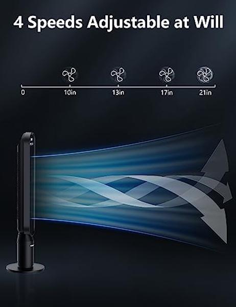 VAGKRI Tower Fan 42" Oscillating Tower Fan with 4 Modes, 4 Wind Speeds, 15H Timers, 90°Oscillation & 135° Vertical, Standing Fans for Home Bedroom Living Room Office, Powerful Floo