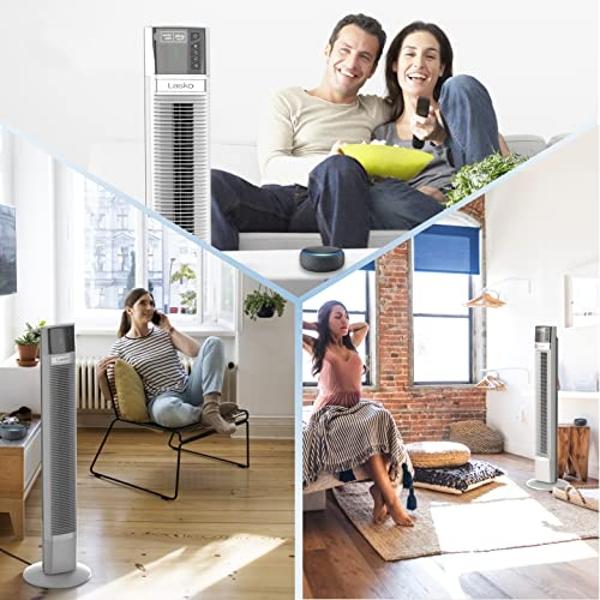 Dreo Tower Fan 42 Inch, Cruiser Pro T1 Quiet Oscillating Bladeless Fan with Remote, 6 Speeds, 4 Modes, LED Display, 12H Timer, White Floor Standing Fan Powerful for Indoor Home Bed