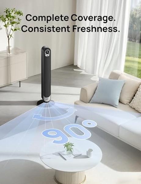 Dreo Tower Fan for Bedroom, 90° Oscillating Standing Fan, 30ft, 28dB Quiet for Sleep, 6 Speeds, 4 Modes, 12H Timer, 42 Inch, Bladeless, Remote, for Home, Office, Room, Cruiser Pro 