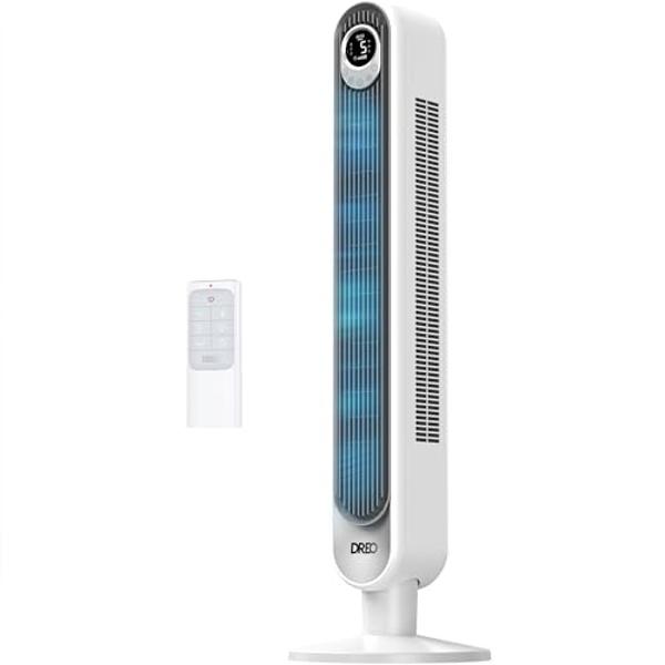 Dreo Tower Fan 42 Inch, Cruiser Pro T1 Quiet Oscillating Bladeless Fan with Remote, 6 Speeds, 4 Modes, LED Display, 12H Timer, White Floor Standing Fan Powerful for Indoor Home Bed