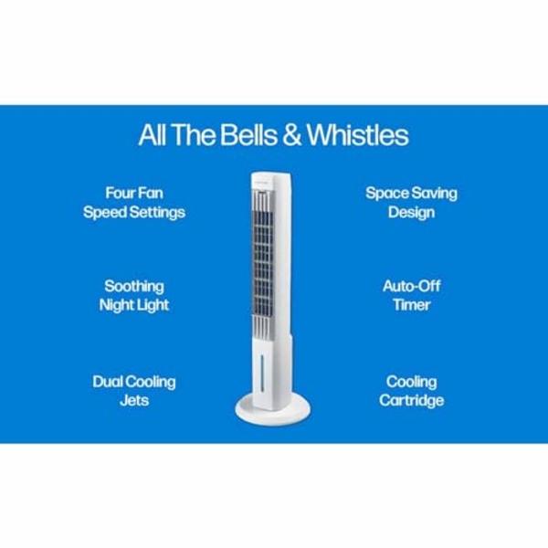 Rowenta, Tower Fan, Urban Cool Silent Tower Fan, Quiet Floor Fan for Bedroom with 3 Speeds, Oscillation, Remote Control, Timer, Black + Wood Effect, Indoor, VU6770