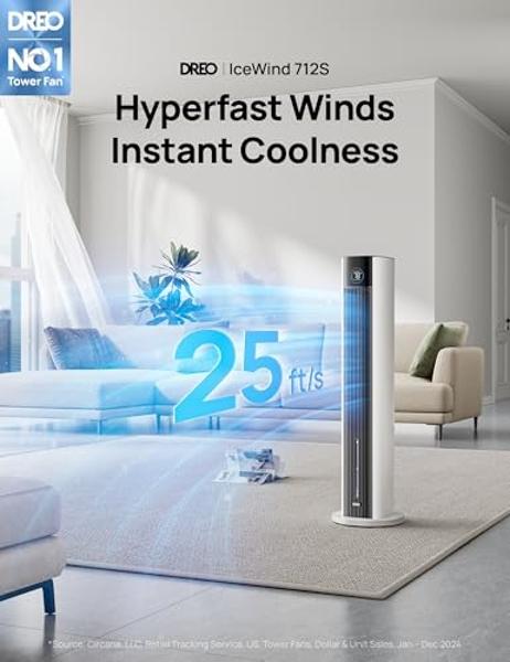 Vornado ATOM 1 Oscillating Tower Fan, Small Air Circulator with 4 Speeds, Touch Controls,Black, 10"
