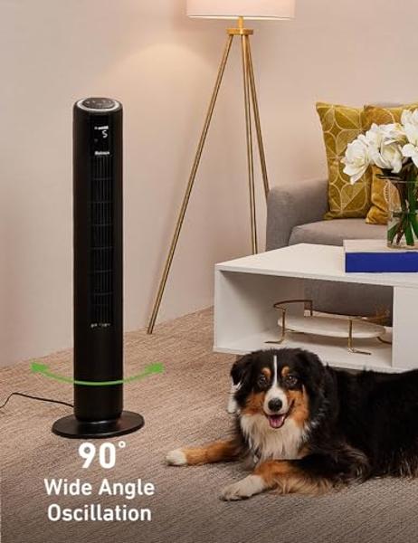 HOLMES 42" SmartConnect WI-FI Digital Tower Fan, ClearRead Display, Alexa Voice Control, 90° Oscillation, 5 Speeds, 4 Modes, 8-Hour Timer, Home, Bedroom or Office, Remote Control, 