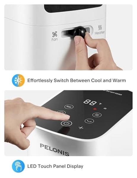 PELONIS Oscillating Tower Fan and Heater Combo with Remote Control - Heater Fan Combo for Indoor Use – 3 Fan and 2Heater Speeds, 12-HR Timer, ECO Mode, Tip Over and Overheat Protec