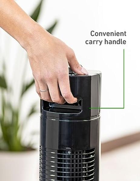 Holmes 31" Manual Tower Fan, 70° Oscillation, 3 Speeds, 2-Hour Auto Shut-Off Timer, Adjustable Vents, Compact and Slim Profile, Carry Handle, Ideal for Cooling your Home, Bedroom o