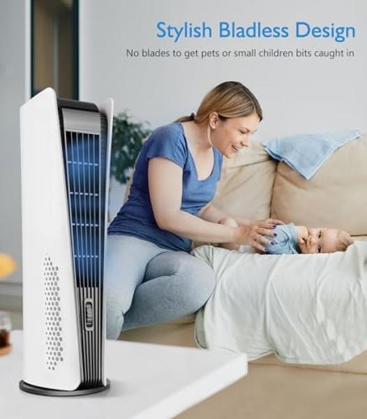 Ozeri 3x Tower Fan (44") with Passive Noise Reduction Technology, White