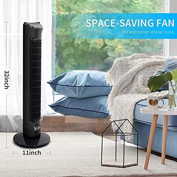 Dreo Smart Tower Fans for Home, 90° Oscillating Fan Bedroom Indoors, Voice Control Floor with 12H Timer, 42 Inch Quiet Bladeless Standing LED Display, 9 Speeds, Work Alexa/Google
