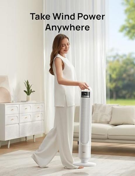 Vornado ATOM 1 Oscillating Tower Fan, Small Air Circulator with 4 Speeds, Touch Controls,Black, 10"