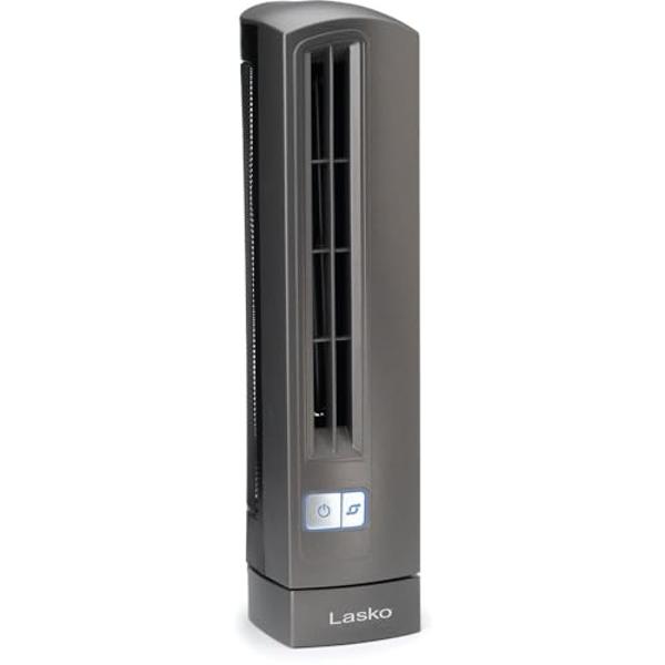 Lasko Air Stik Ulta-Slim Oscillating Desktop Fan, 2 Speeds, for Bedroom, Living Room, Office, 14", Gray, 4000