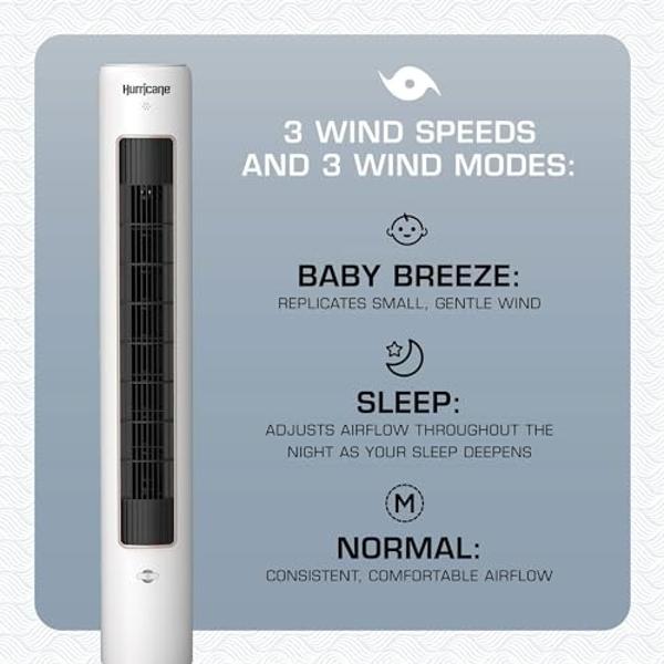 Hurricane 40 Inch Triple Action Air Enhancing Tower Fan and Aromatherapy Diffuser with Remote Control and Floor Mount Construction, 10 Pack, White
