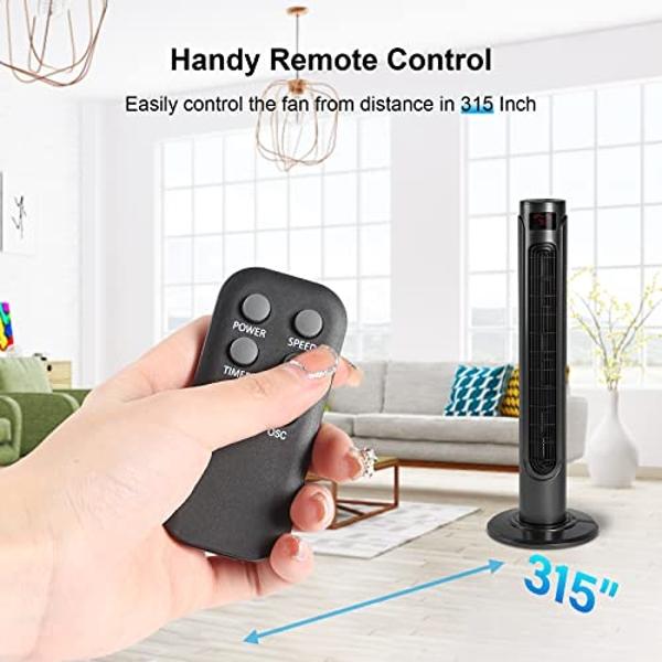 TOSOT Tower Fan Oscillating 80°, Cooling Fan with 2 Ice Packs, CFM 360m³/h, 3 Speed Quiet Fan with Remote Control, 7 Hours Timer, Humidifiers with Removable 4L Water Tank, Floor Fa