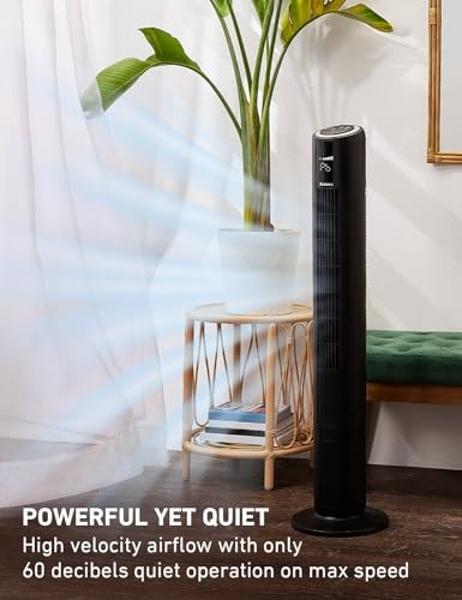 HOLMES 42" SmartConnect WI-FI Digital Tower Fan, ClearRead Display, Alexa Voice Control, 90° Oscillation, 5 Speeds, 4 Modes, 8-Hour Timer, Home, Bedroom or Office, Remote Control, 