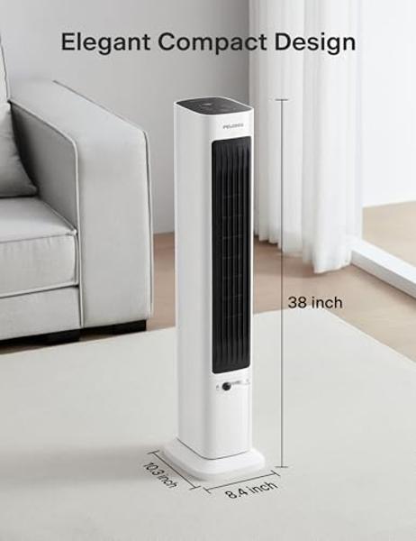 PELONIS Oscillating Tower Fan and Heater Combo with Remote Control - Heater Fan Combo for Indoor Use – 3 Fan and 2Heater Speeds, 12-HR Timer, ECO Mode, Tip Over and Overheat Protec