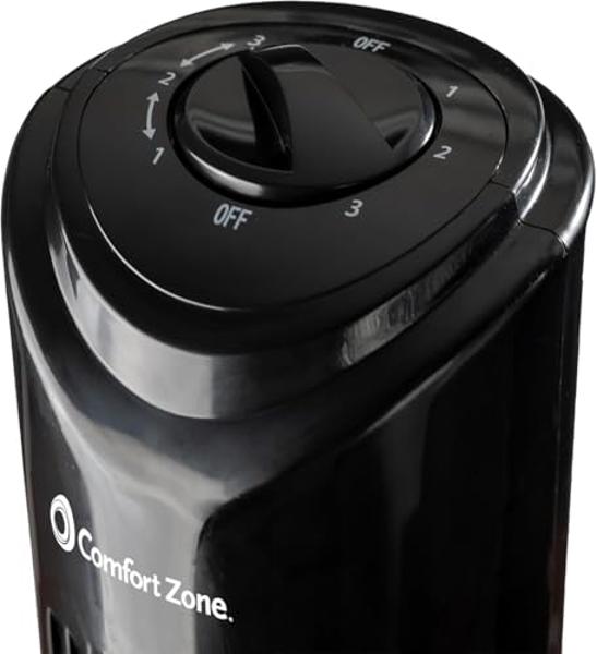 EZ-CHILL 32" 3-Speed Oscillating Portable Tower Fan, 90 Degree Oscillation, Portable Built-in Carry Handle, Quiet Operation, MTTF-32
