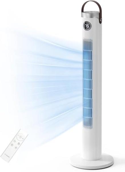 EZ-CHILL 32" 3-Speed Oscillating Portable Tower Fan, 90 Degree Oscillation, Portable Built-in Carry Handle, Quiet Operation, MTTF-32