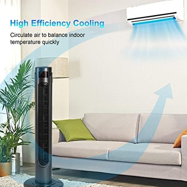 Tower Fan with Remote, G-Ocean 45 Inch Oscillating Fan, Bladeless Fans with 24H Timer, 3 Speeds, 3 Modes, LED Display, Cooling Standing Floor Fan for Bedroom Living Room Home Offic
