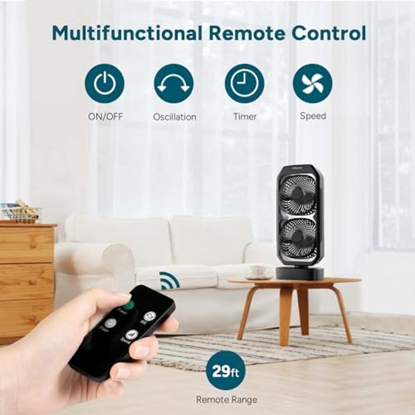 Simple Deluxe 34 Inch Bladeless Tower Fan with Remove, Heater and Fan Combo for Indoor Use, Cooling Oscillating Fan for Home Bedroom