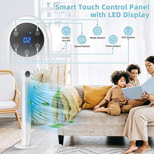 PELONIS Oscillating Tower Fan and Heater Combo with Remote Control - Heater Fan Combo for Indoor Use – 3 Fan and 2Heater Speeds, 12-HR Timer, ECO Mode, Tip Over and Overheat Protec