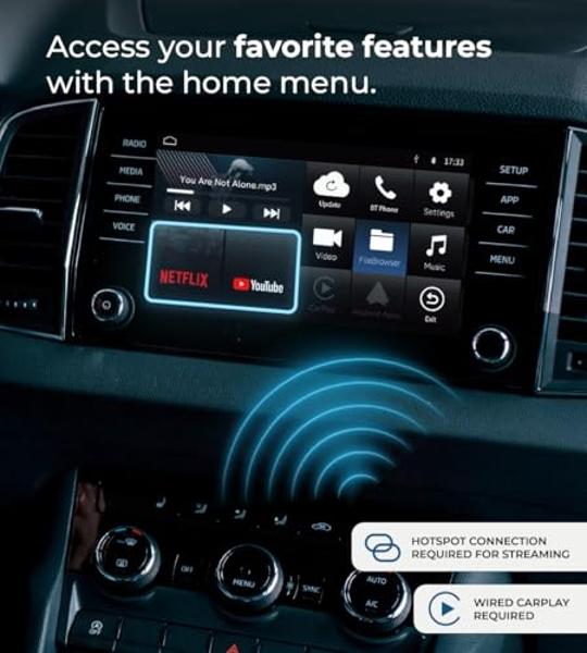 AutoSky Ai Box Lite Air - Streaming on the Go, Netflix and Youtube in your car. Convert Your Wired CarPlay into Wireless CarPlay or Android Auto. HotSpot Required for Streaming. Wi
