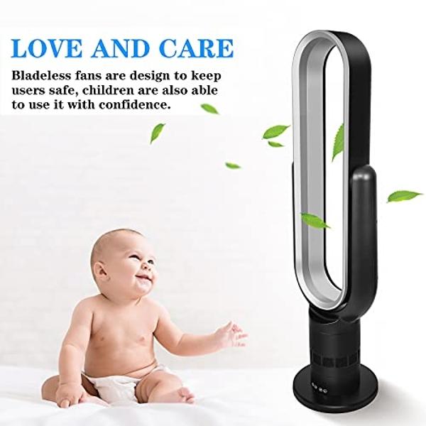 Simple Deluxe 39 inch Bladeless Tower Fan, Standing Fan, 10 Speeds Settings, 10-Hour Timing Closure, Low Noise