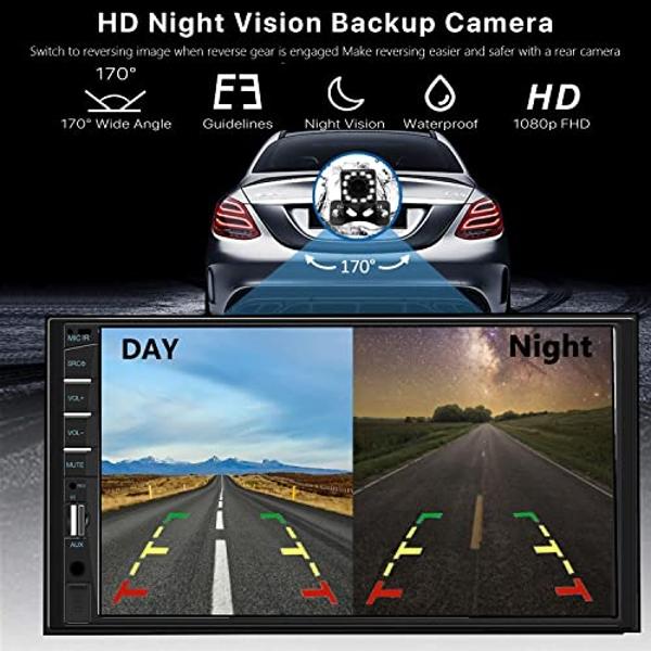 Naifay Car Stereo Double Din Radio with Bluetooth, Car Radio Touchscreen 7 Inch MP5 Player Car Stereo with Backup Camera Bluetooth, Mirror Link, FM/SWC/USB/SD/AUX, Car Audio Receiv