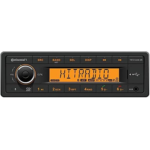 VDO Continental TR7412UB-OR European Style 12v Radio Orange Display Bluetooth Bundle with AC111