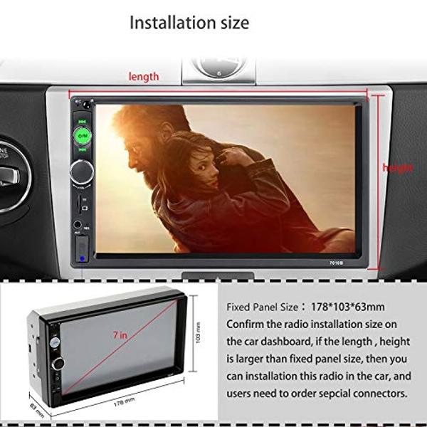 UNITOPSCI Double Din Car Stereo 7 Inch Touch Screen Car Audio Radio with Bluetooth Audio Hands-Free Calls Backup Camera FM Radio Receiver Car MP5 Player Support Mirror Link AUX-in 