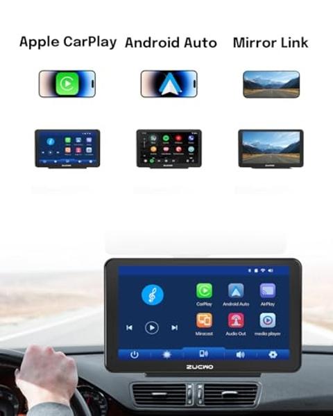 MINIX [2025 Fully Laminated Screen] 60fps Portable Wireless Carplay Car Stereo 8.9 Inch 1920 * 720 HD Touchscreen for Carplay&Android Auto Car Stereo Receiver Supports Steering Whe