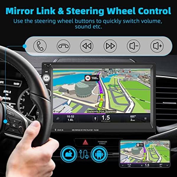 UNITOPSCI Double Din Car Stereo 7 Inch Touch Screen Car Audio Radio with Bluetooth Audio Hands-Free Calls Backup Camera FM Radio Receiver Car MP5 Player Support Mirror Link AUX-in 