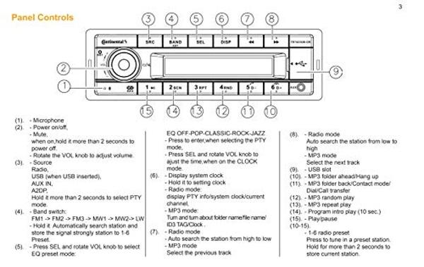 VDO Continental TR7412UB-OR European Style 12v Radio Orange Display Bluetooth Bundle with AC111