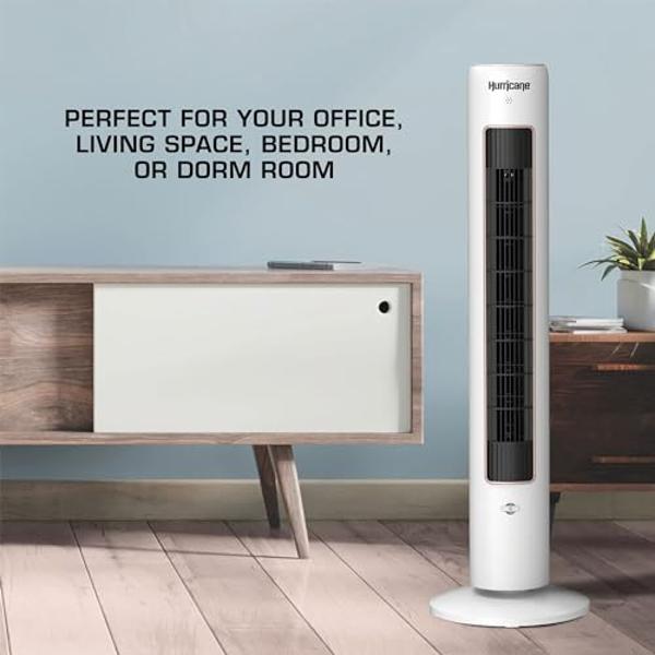 Hurricane 40 Inch Triple Action Air Enhancing Tower Fan and Aromatherapy Diffuser with Remote Control and Floor Mount Construction, 10 Pack, White