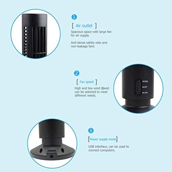 Tower Fan,Portable Air Cooler Vertical Bladeless Fan, Cool with 2 Speeds, USB Desktop Air Conditioner Fan Mini Cooling Tower Fan, Portable Desk Table Fan for Home Large Room Office