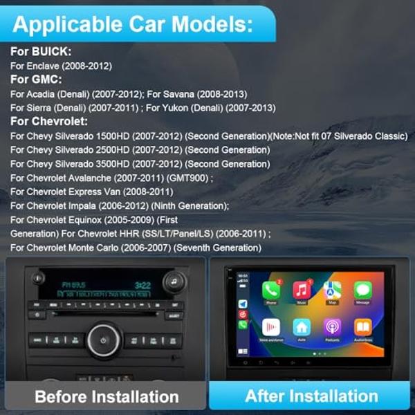 Android 13 [2G+32G] Car Radio for GMC Sierra Yukon Chevrolet Buick Chevy Silverado,8 Inch Touch Screen Stereo with GPS WiFi SWC Wireless CarPlay Android Auto
