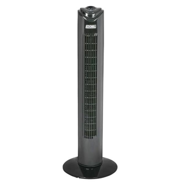 EZ-CHILL 32" 3-Speed Oscillating Portable Tower Fan, 90 Degree Oscillation, Portable Built-in Carry Handle, Quiet Operation, MTTF-32