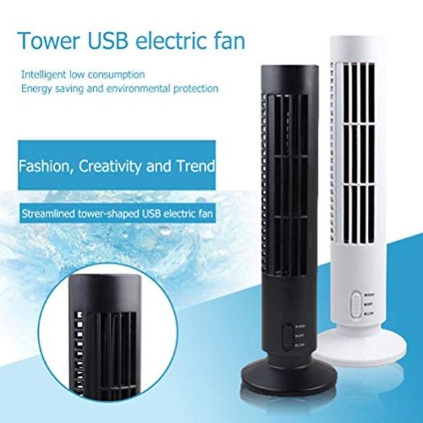 Tower Fan,Portable Air Cooler Vertical Bladeless Fan, Cool with 2 Speeds, USB Desktop Air Conditioner Fan Mini Cooling Tower Fan, Portable Desk Table Fan for Home Large Room Office