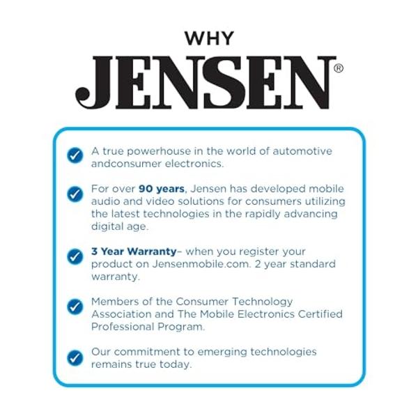 JENSEN MPR420 7 Character LCD Double DIN Car Stereo Receiver | Push to Talk Assistant | Bluetooth Hands Free Calling & Music Streaming | AM/FM Radio | USB Playback & Charging | Not